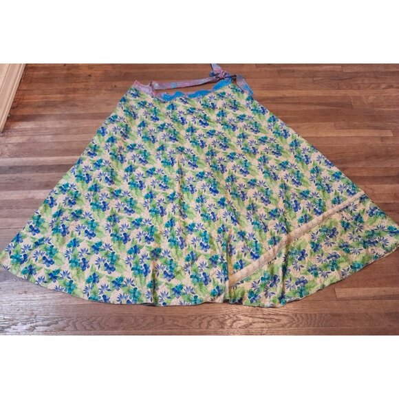 Womens Size XL Boho Silky Flowy Lightweight Summer Casual Floral Maxi Wrap Skirt - Picture 2 of 5